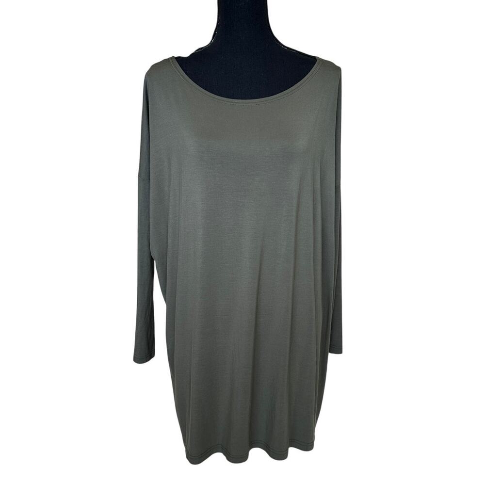 Pinko Olive Green Tunic Top SMALL Oversized Lagenlook Minimalist Dress Designer